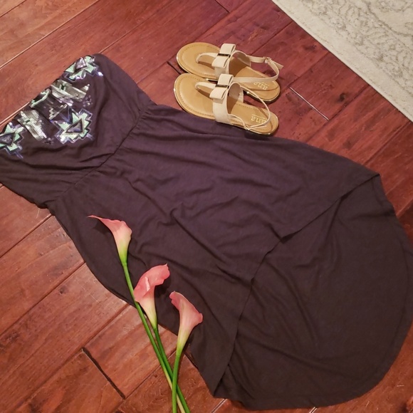 Express gray and sequin strapless dress - Picture 3 of 5